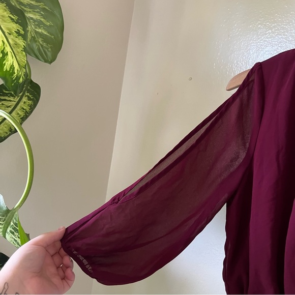 Lulus | Luck and Love Burgundy Three-Quarter Sleeve Romper - Picture 5 of 8